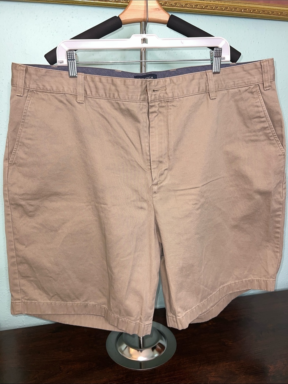 Nautica Men's Light Tan Flat-Front Shorts